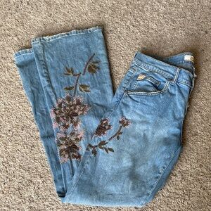 Z. Cavaricci Blue Floral Embroidered Flare Jeans